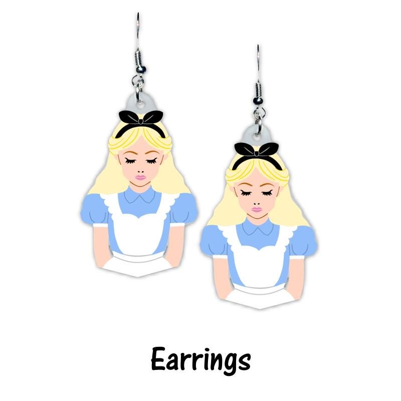 Alice Earrings or Brooch - Wonderland Inspired