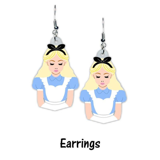 Alice Earrings or Brooch - Wonderland Inspired
