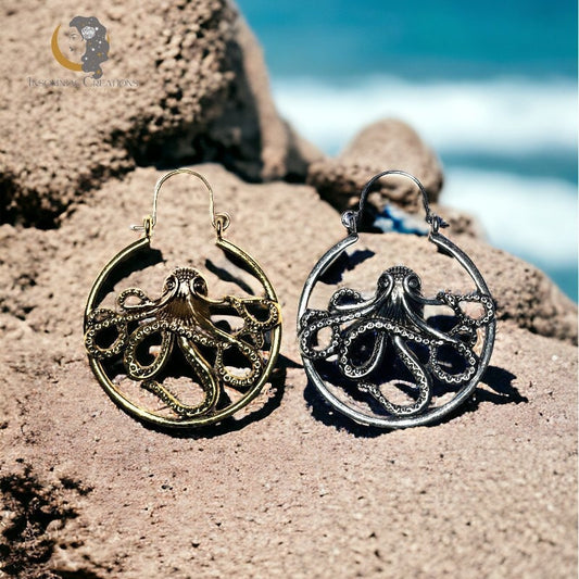 Octopus Hoop Earrings - Nautical Earrings