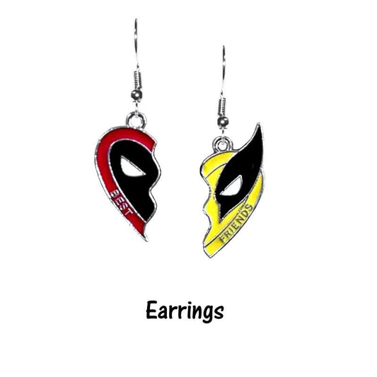 Best Friends Dead Pool and Wolverine Necklace and/or Earrings