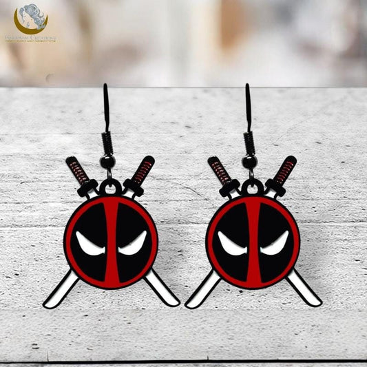 Deadpool Earrings - Marvel Dead Pool Metal Earrings