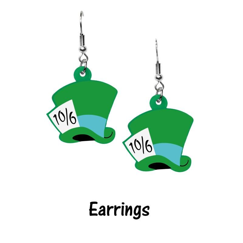 Wonderland's Mad Hatter Earrings or Brooch - Wonderland Inspired