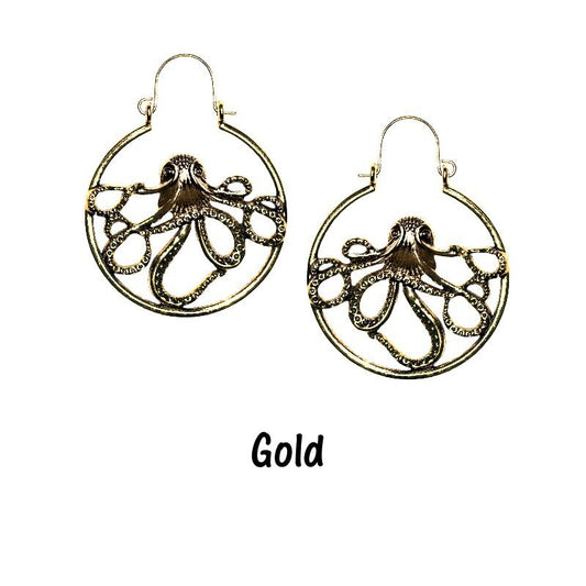 Octopus Hoop Earrings - Nautical Earrings