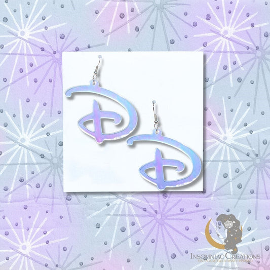 Iridescent Walt's Signature D Earrings - Disney D Disneyland Disney World Magic Kingdom
