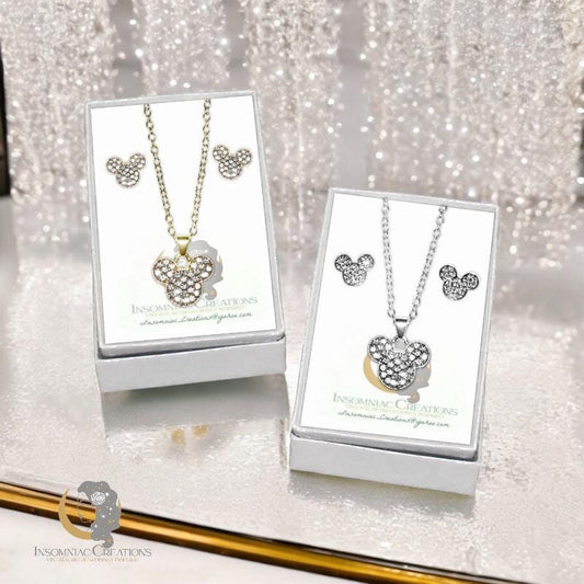 Crystal Mickey Necklace and Earrings SET