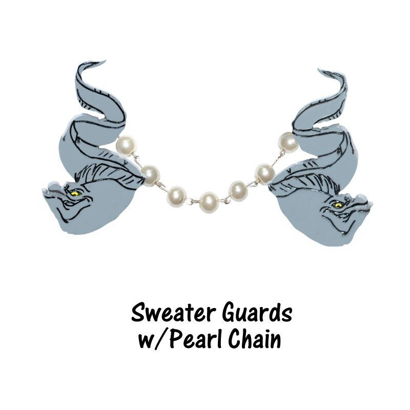 Flotsam and Jetsam Eel Sweater Clips - Cardigan Clips Sweater Guards Collar Clips Ursula Little Mermaid