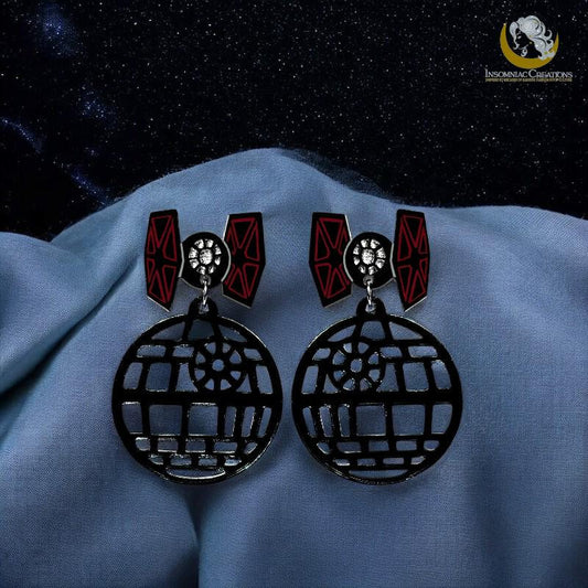 Galaxy Battle Earrings - Death Star Tie Fighter - Star Wars Dark Side
