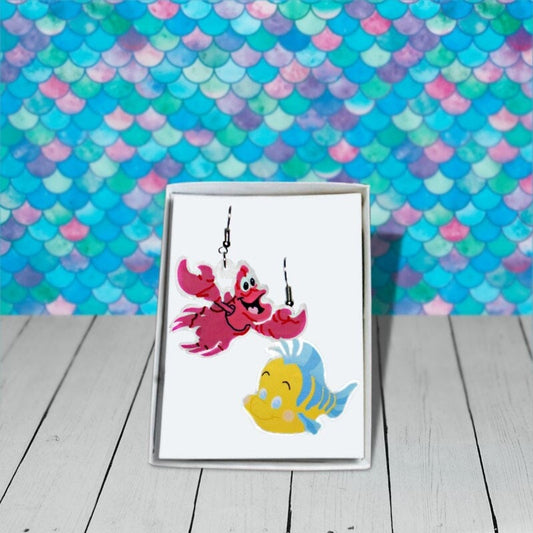 Sebastian and Flounder Earrings Earrings - Little Mermaid Acrylic Earrings