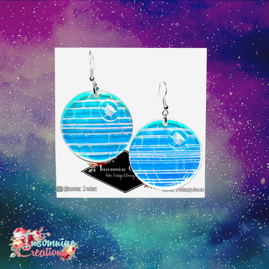 Iridescent Death Star Earrings - Star Wars Acrylic Earrings - Dark Side