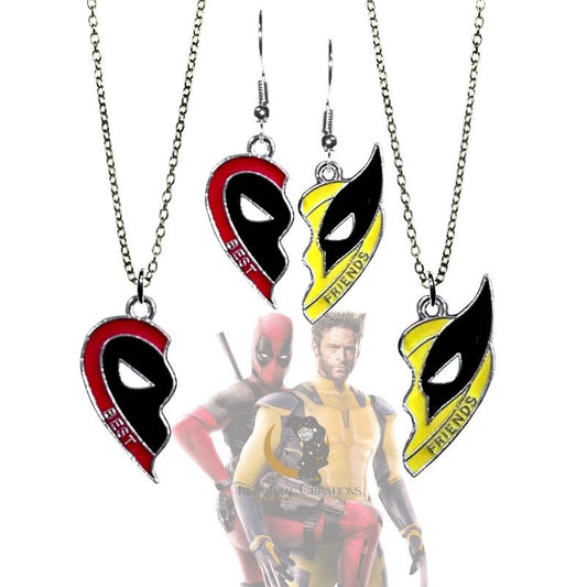 Best Friends Dead Pool and Wolverine Necklace and/or Earrings