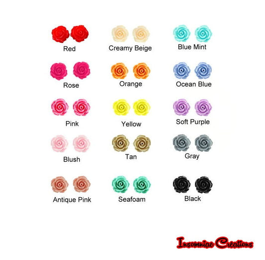 Open Rose Earrings - Vintage, Rockabilly, Pinup posts