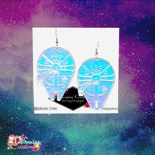 Iridescent Millennium Falcon Earrings - Star Wars Acrylic Earrings - Hunk O' Junk