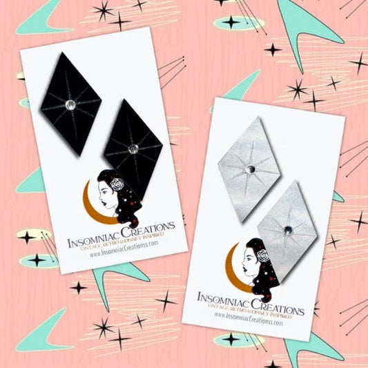 Atomic Diamond Earrings with Crystal Stone