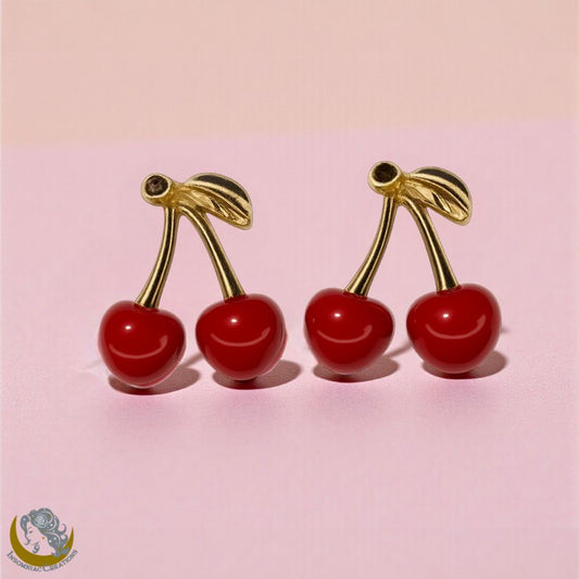 Cherry Earring Studs - Fruit Berry Jewelry Earrings