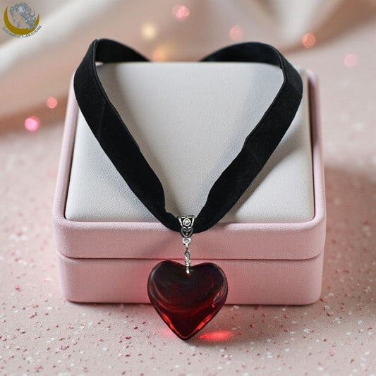 Victorian Style Glass Heart Choker