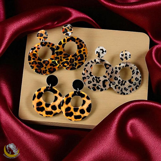 Animal Print Hoop Earrings - Leopard Cheetah