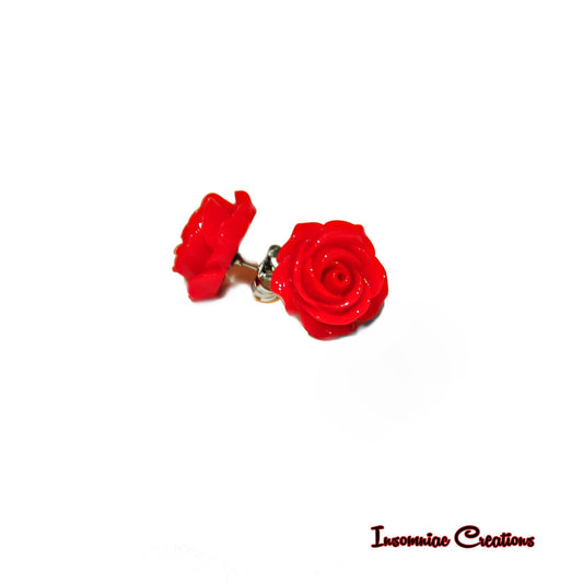 Open Rose Earrings - Vintage, Rockabilly, Pinup posts