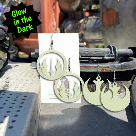 Glow in the Dark Star Wars Hoop Earrings - Rebel Alliance Jedi Knight Rebel Phoenix Imperial Galactic Empire Dark Side