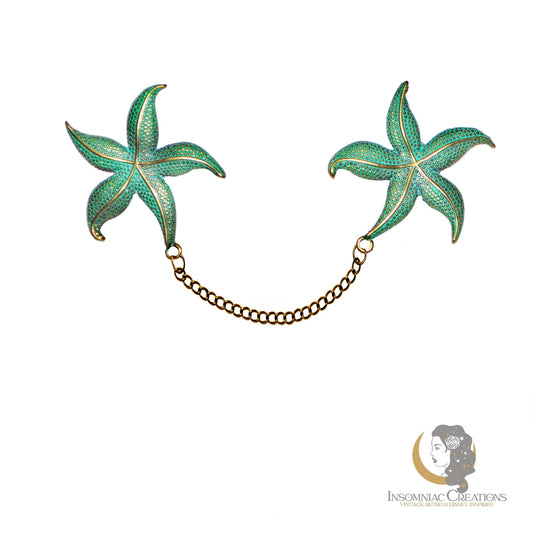 Starfish Metal Sweater Pins / Guards - Nautical Clips Ocean Collar Clips