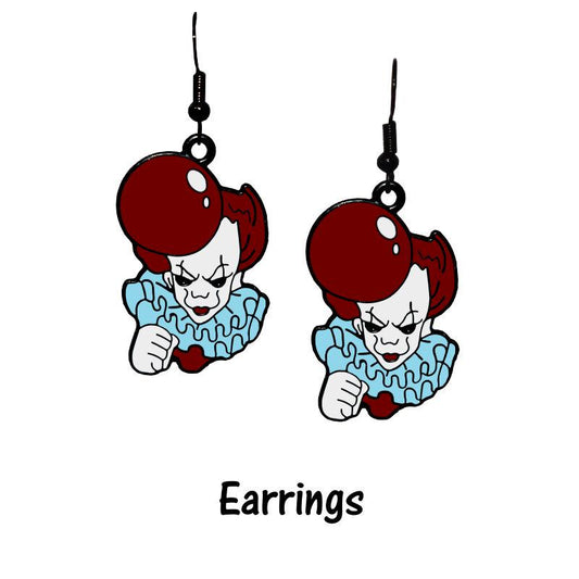Pennywise It Earrings - Creepy Clown Spooky Scary Movie Goth Jewelry Earrings