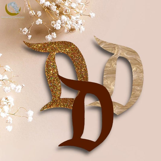 Brown and Gold Acrylic D Brooches