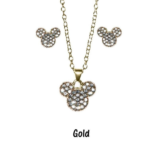 Crystal Mickey Necklace and Earrings SET