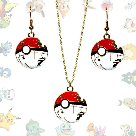 Poke Ball Death Star Earrings or Necklace - Pokemon