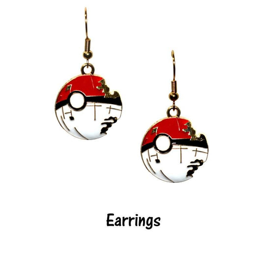 Poke Ball Death Star Earrings or Necklace - Pokemon