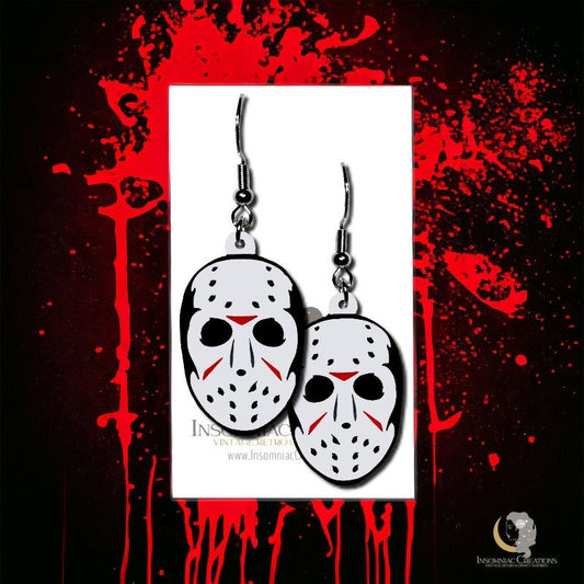 Jason Mask Earrings - Friday the 13th Spooky Scary Movie Goth Jewelry Earrings
