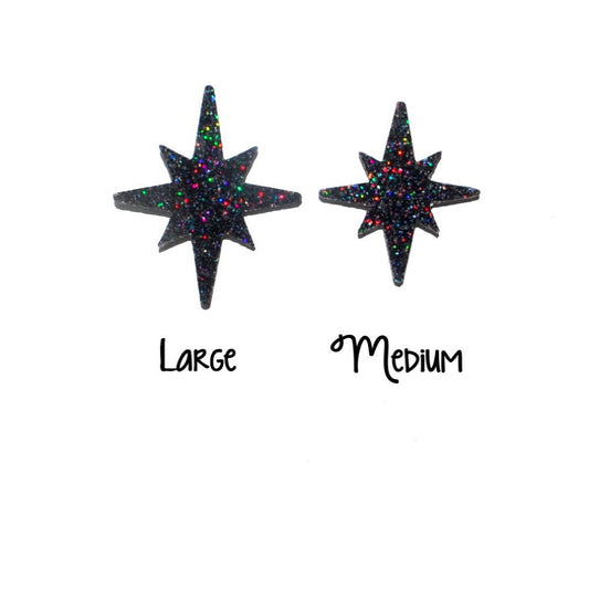 Stardust Acrylic Earrings Medium - Retro, Vintage, Classic, Pinup Rockablilly Doll