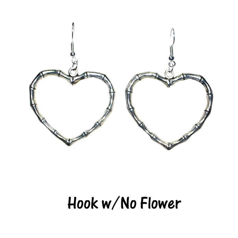 Bamboo Heart Hoop Earrings - Retro, Vintage, Classic, Pinup Rockablilly Doll Wedding Fairytale