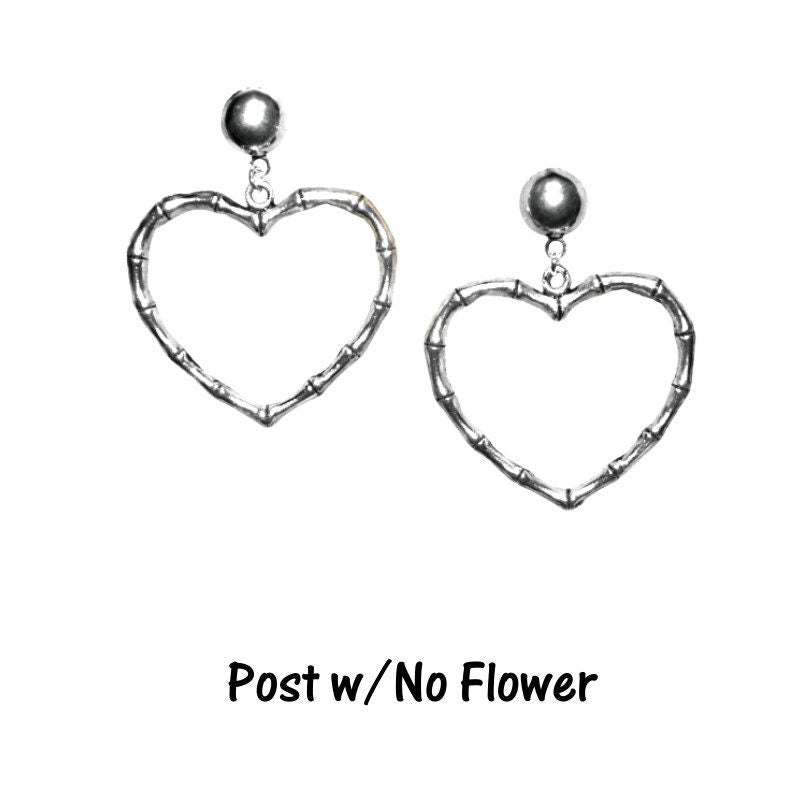 Bamboo Heart Hoop Earrings - Retro, Vintage, Classic, Pinup Rockablilly Doll Wedding Fairytale