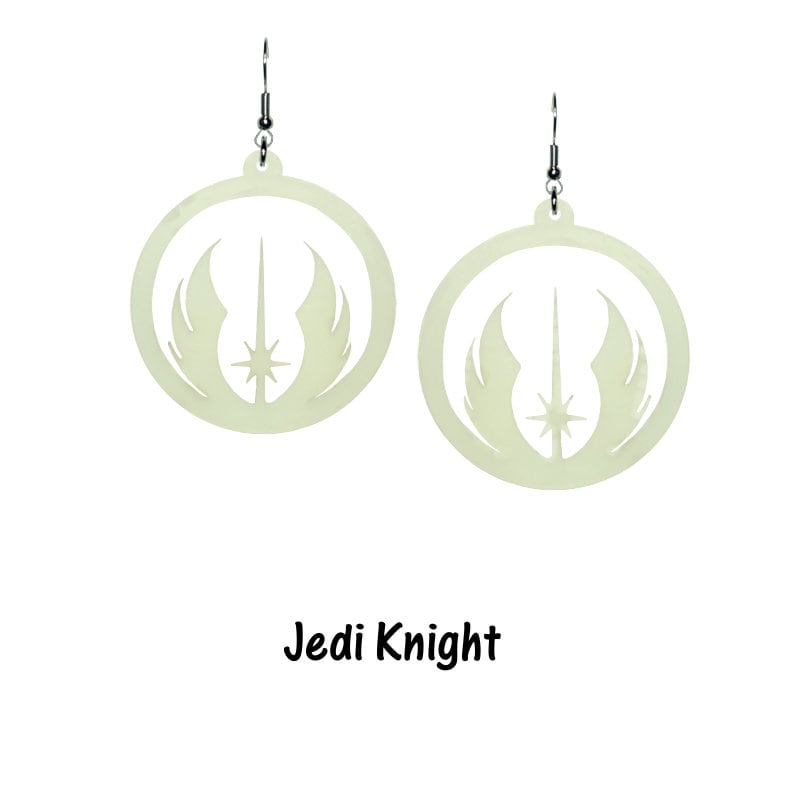 Glow in the Dark Star Wars Hoop Earrings - Rebel Alliance Jedi Knight Rebel Phoenix Imperial Galactic Empire Dark Side