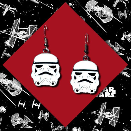 Storm Trooper Star Wars Dark Side Enamel Earrings - Darth Vader Storm Trooper